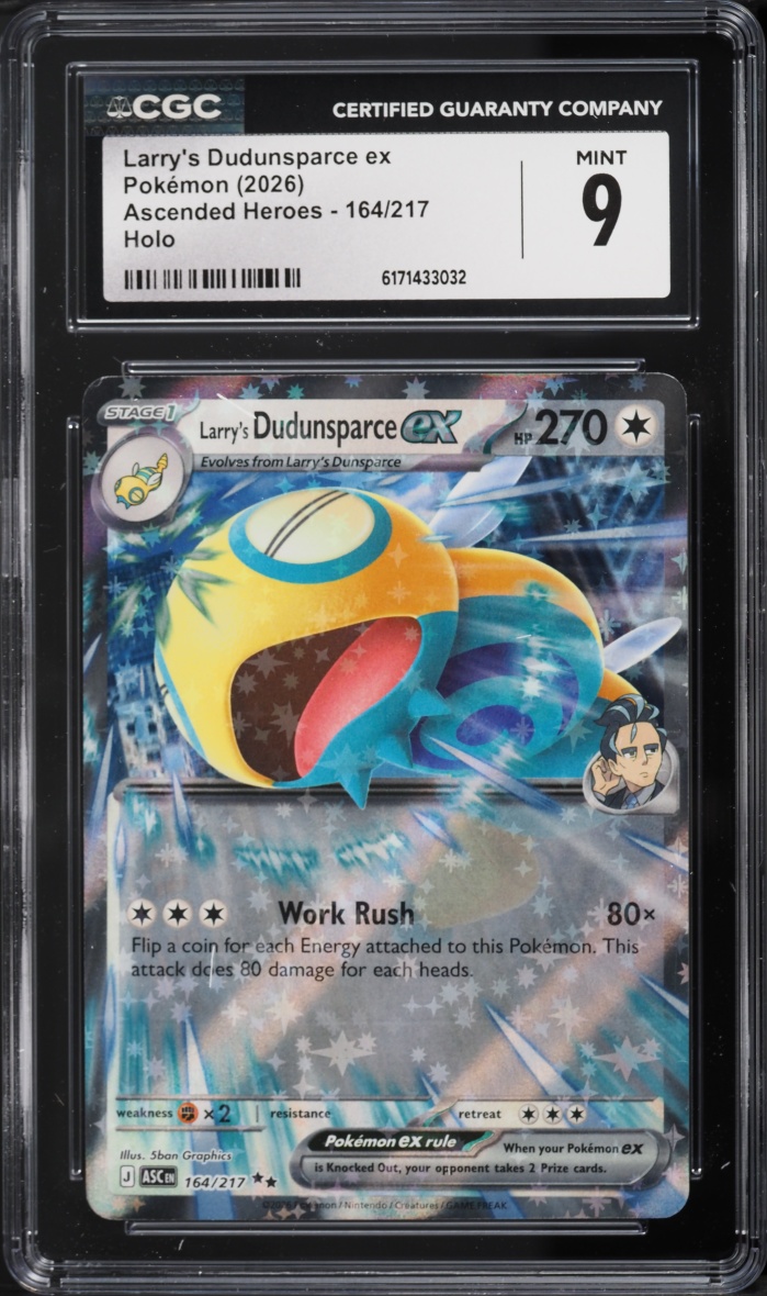 2026 Pokemon Mega Evolution Ascended Heroes Holo Larry's Dudunsparce Ex #164 CGC 9 MINT
