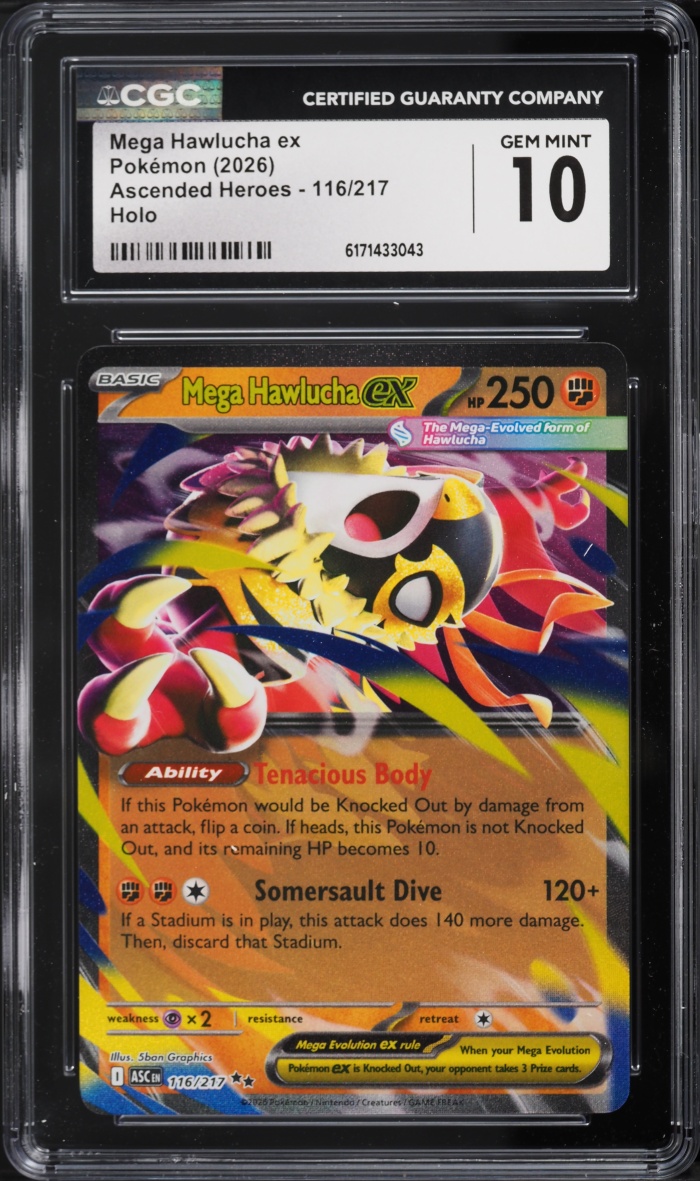 2026 Pokemon Mega Evolution Ascended Heroes Holo Mega Hawlucha Ex #116 CGC 10 GEM MINT