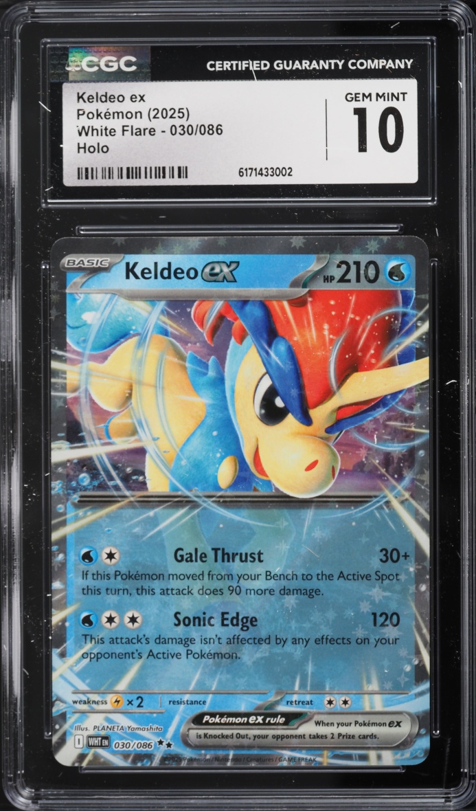 2025 Pokemon Scarlet & Violet White Flare Holo Keldeo Ex #30 CGC 10 GEM MINT