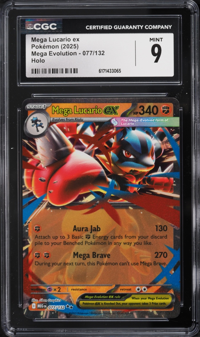 2025 Pokemon Mega Evolution Holo Mega Lucario Ex #77 CGC 9 MINT