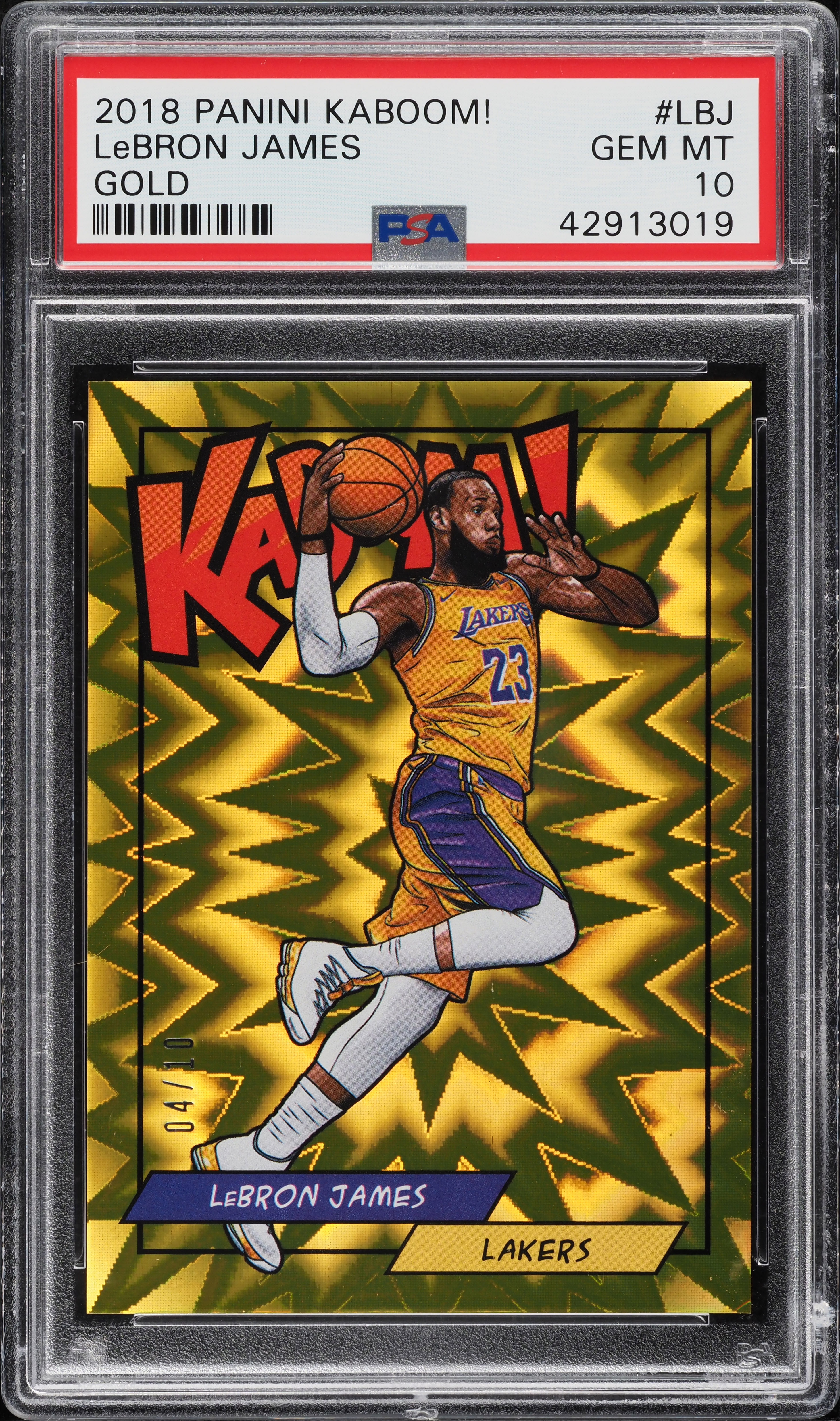 2018 Panini Kaboom! Gold LeBron James /10 #K-LBJ PSA 10 GEM MINT