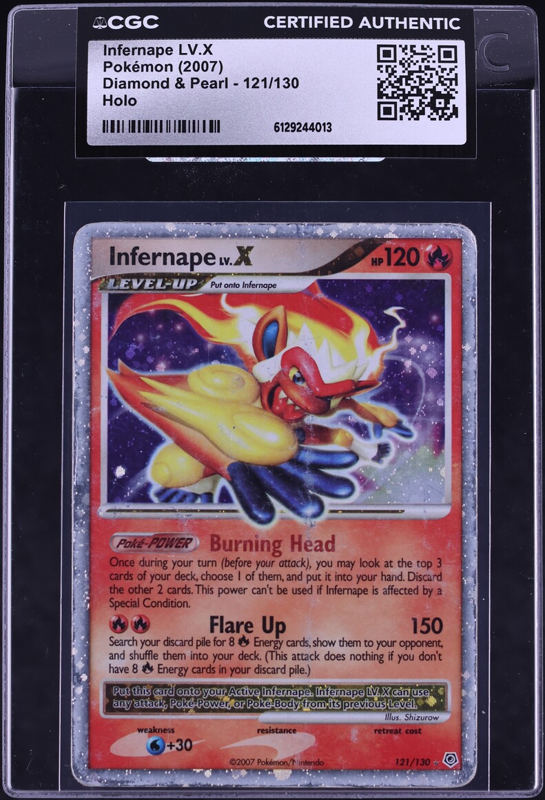 2007 Pokemon Diamond & Pearl Holo Infernape LV.X #121 CGC AUTH