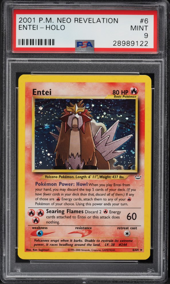 2001 Pokemon Neo Revelation Holo Entei #6 PSA 9 MINT