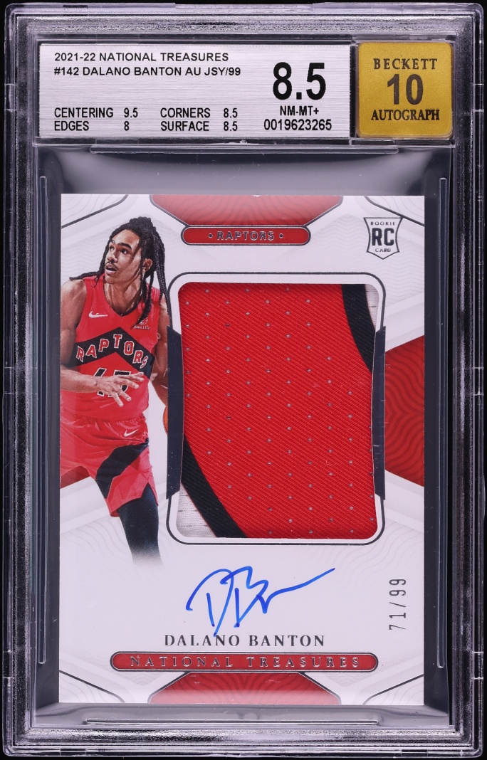 2021 National Treasures Dalano Banton ROOKIE PATCH AUTO /99 #142 BGS 8.5 NM-MT+