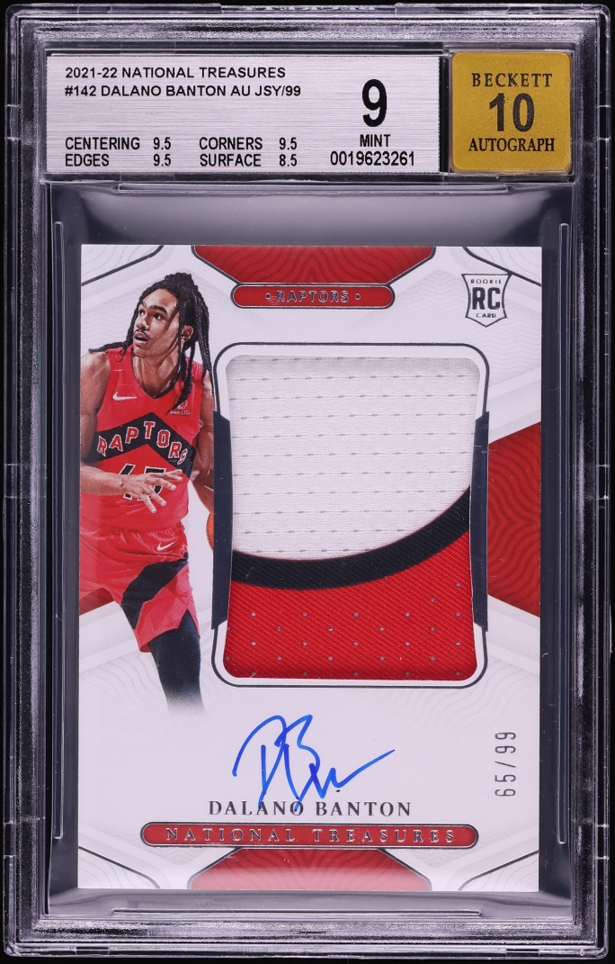 2021 National Treasures Dalano Banton ROOKIE PATCH AUTO /99 #142 BGS 9 MINT