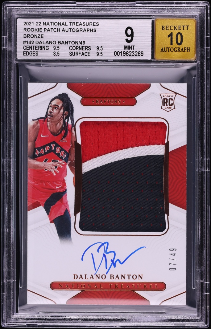 2021 National Treasures Bronze Dalano Banton ROOKIE PATCH AUTO /49 #142 BGS 9 MINT