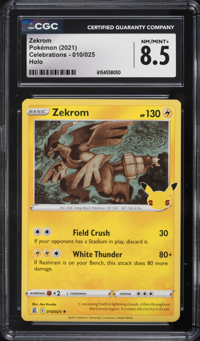 2021 Pokemon Sword & Shield Celebrations Holo Zekrom #10 CGC 8.5 NM-MT+