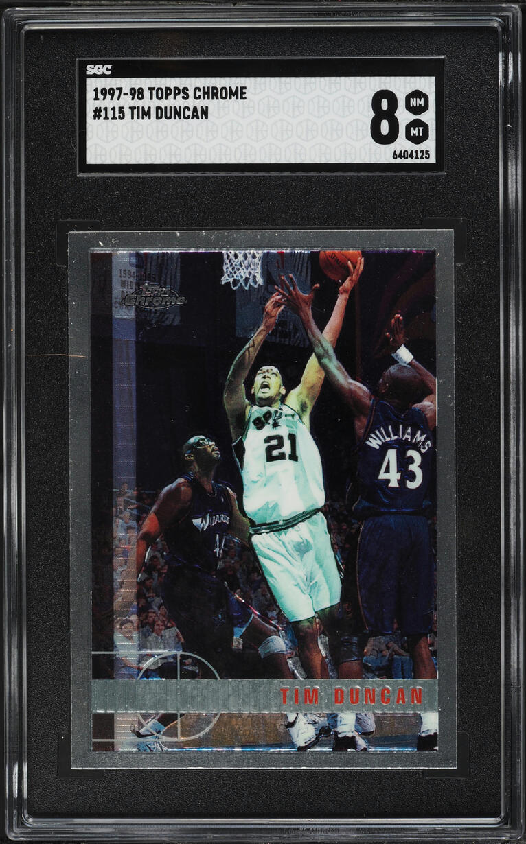 1997 Topps Chrome Tim Duncan ROOKIE #115 SGC 8 NM-MT