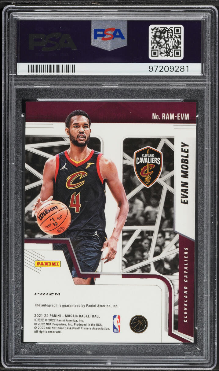 2021 Panini Mosaic Rookie Autographs Evan Mobley ROOKIE AUTO #RAMEVM PSA 10 GEM MINT