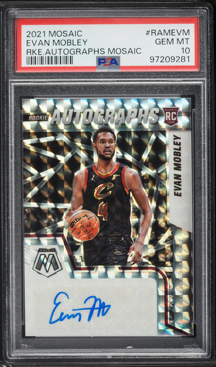 2021 Panini Mosaic Rookie Autographs Evan Mobley ROOKIE AUTO #RAMEVM PSA 10 GEM MINT