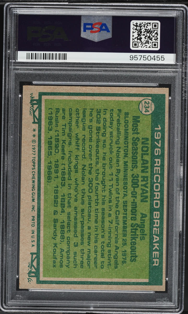 1977 Topps Nolan Ryan RECORD BREAKER #234 PSA 8 NM-MT