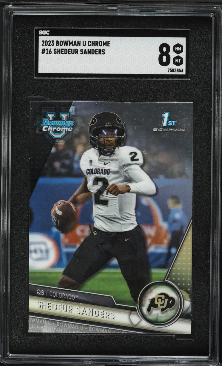 2023 Bowman Chrome University Shedeur Sanders ROOKIE #16 SGC 8 NM-MT