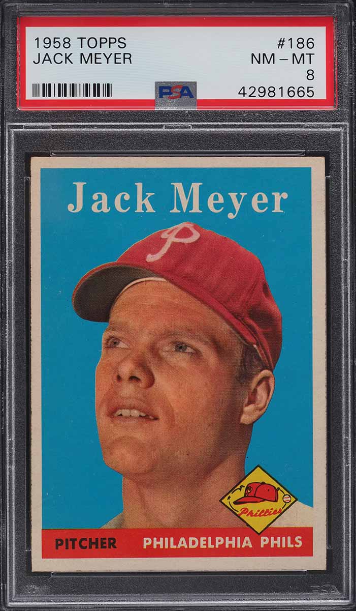 1958 Topps Jack Meyer #186 PSA 8 NM-MT