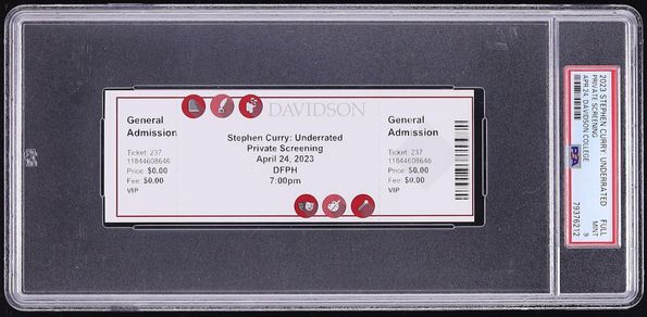 2023 Stephen Curry Underrated Full Ticket Davidson College Private Screening PSA 9 MINT - Photo 1