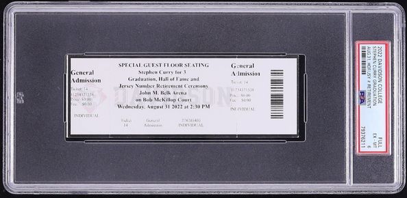 2022 Davidson College Graduation Full Ticket Retirement Stephen Curry PSA 6 EXMT - Photo 1