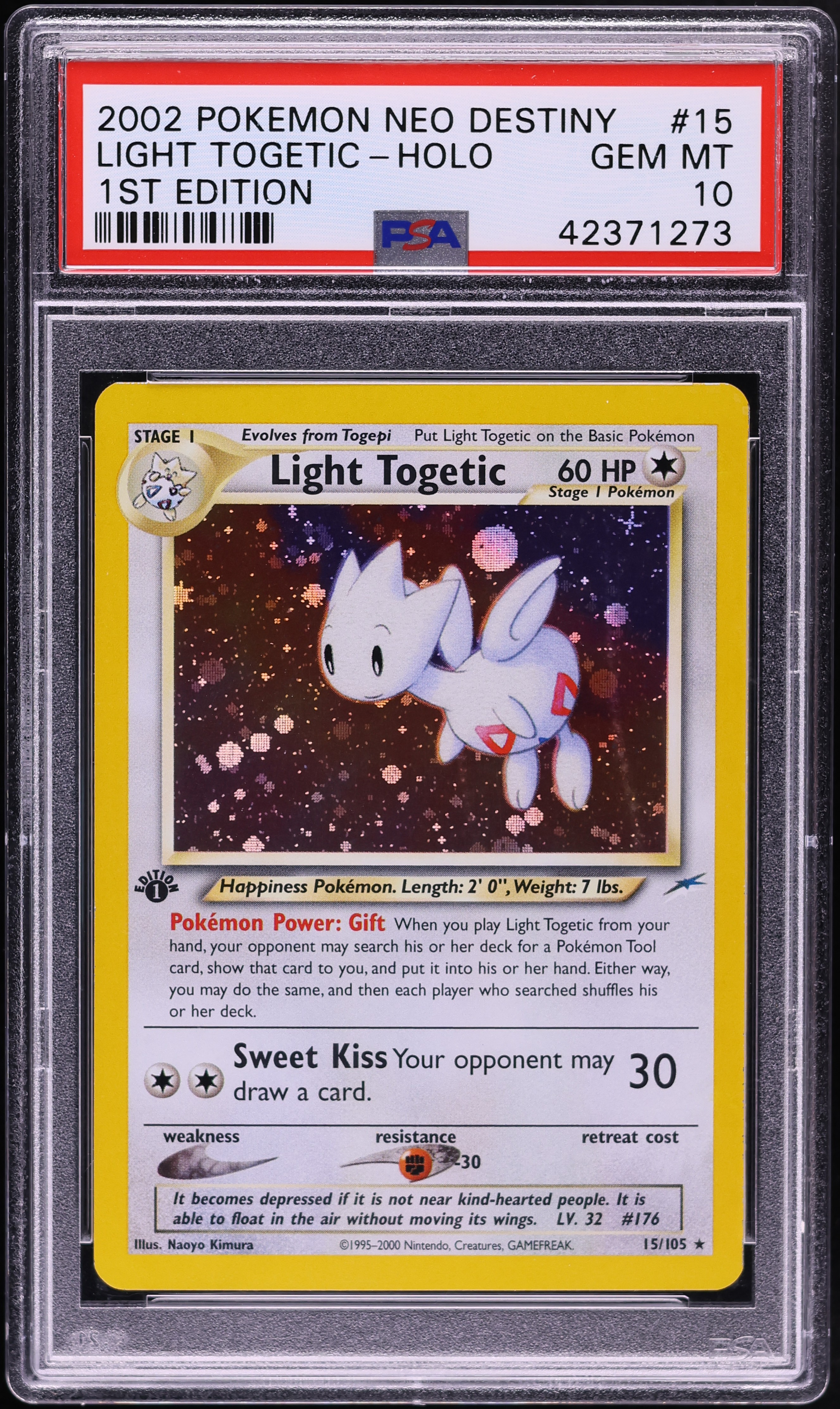 2002 Pokemon Neo Destiny 1st Edition Holo Light Togetic #15 PSA 10 GEM MINT