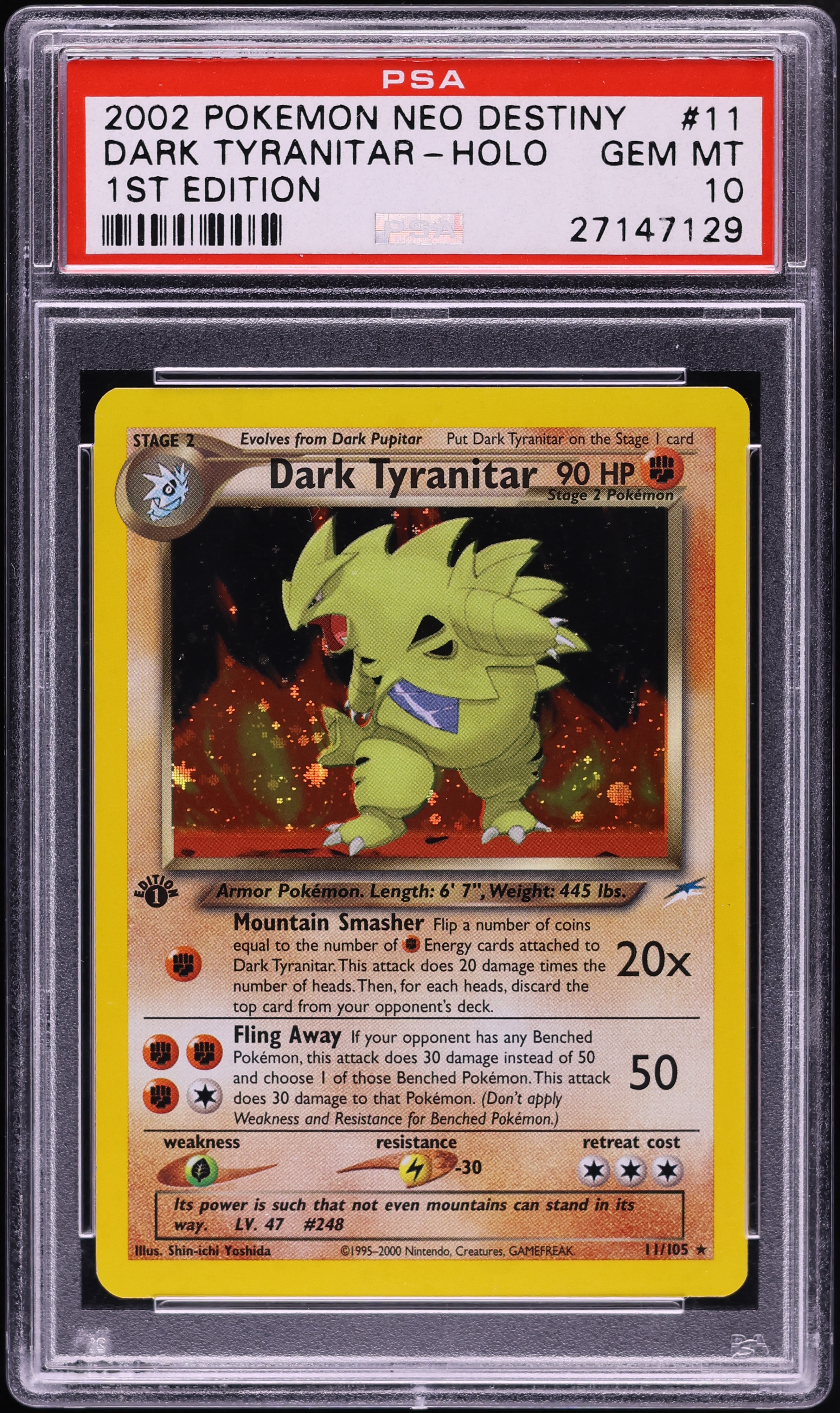 2002 Pokemon Neo Destiny 1st Edition Holo Dark Tyranitar #11 PSA 10 GEM MINT