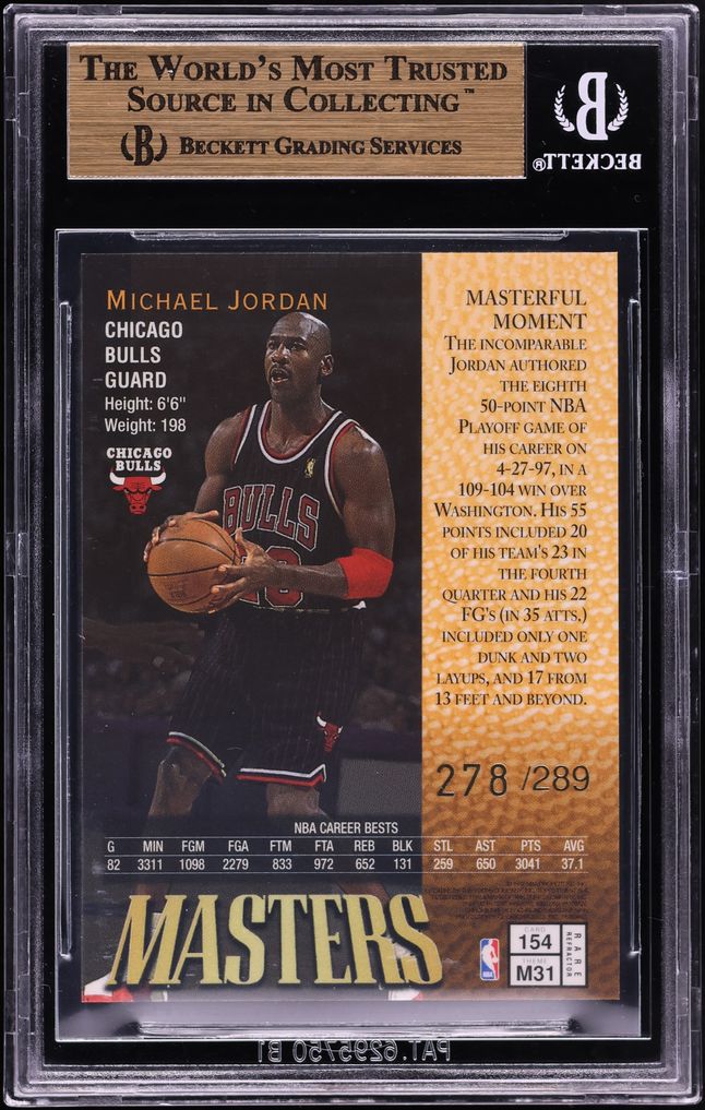 1997 Finest Refractor Michael Jordan /289 #154 BGS 10 PRISTINE