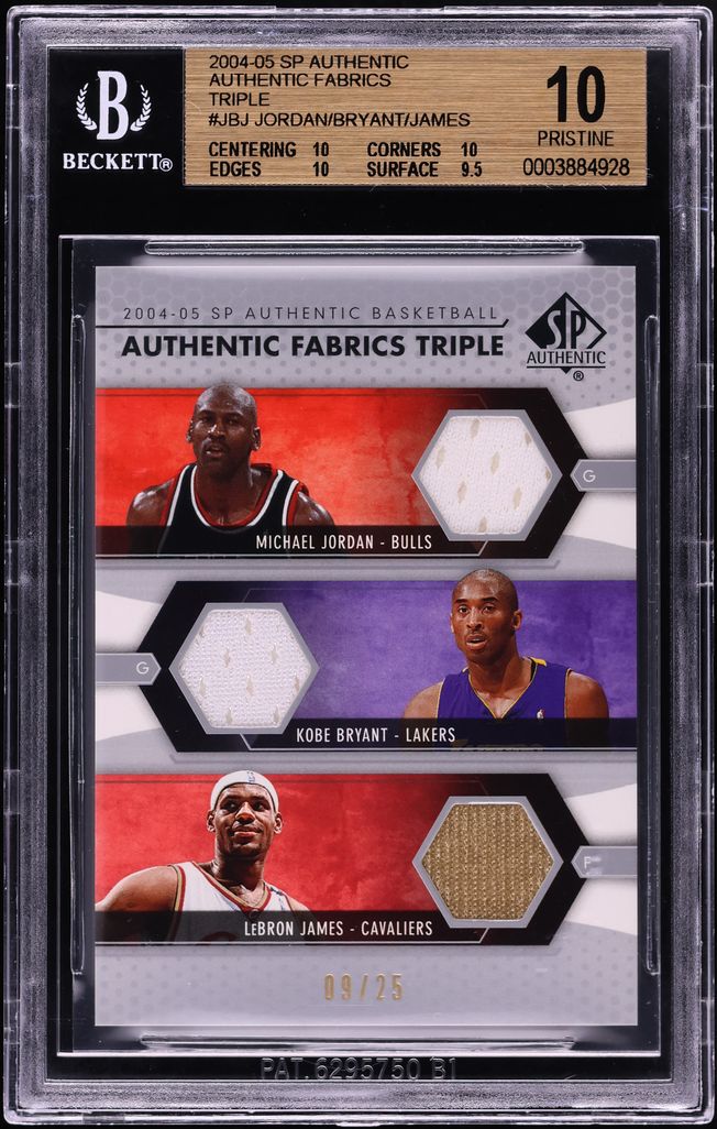 2004 SP Authentic Fabrics Michael Jordan Kobe Bryant LeBron James PATCH /25 #AF3-JBJ BGS 10