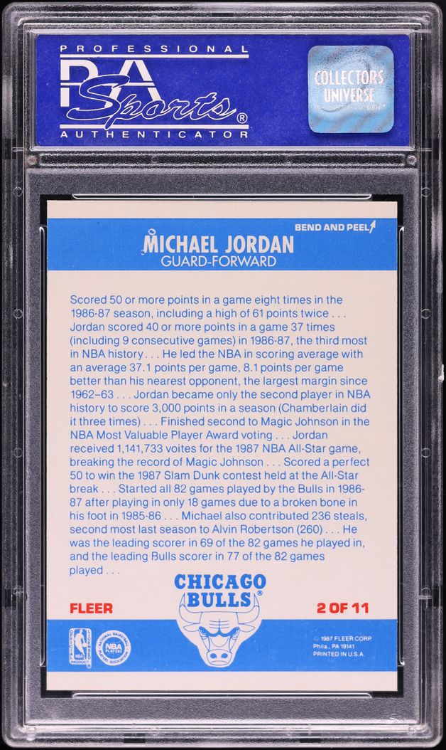 1987 Fleer Sticker Michael Jordan #2 PSA 10 GEM MINT
