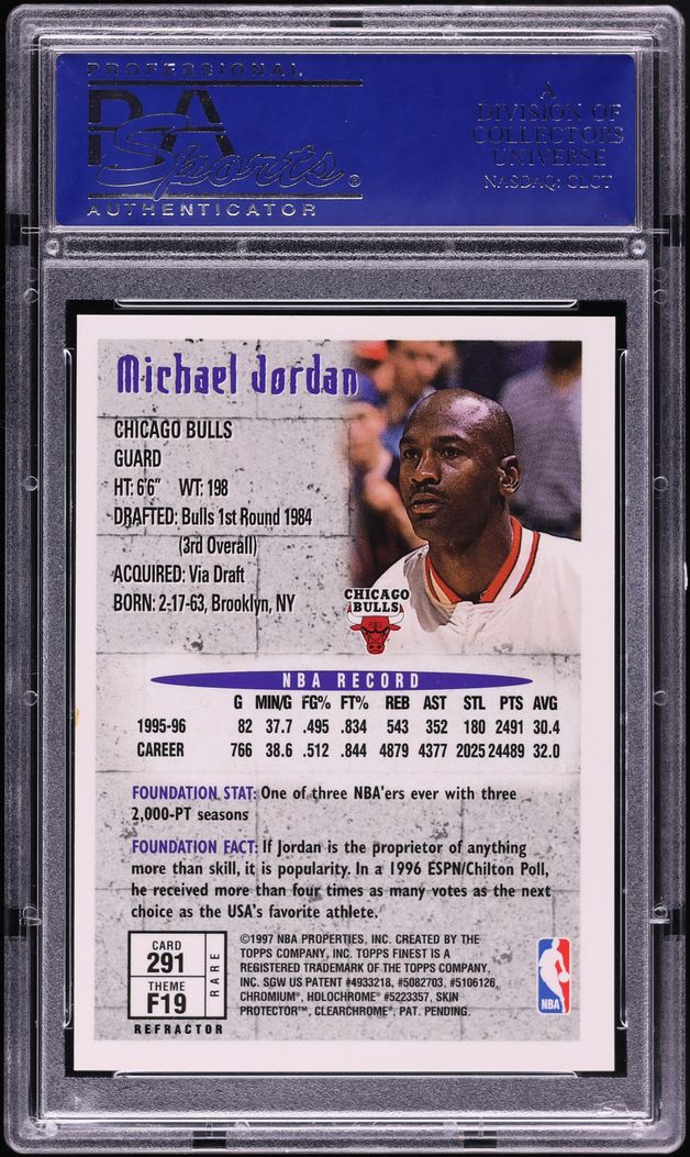 1996 Finest Gold Refractor w/ Coating Michael Jordan #291 PSA 10 GEM MINT