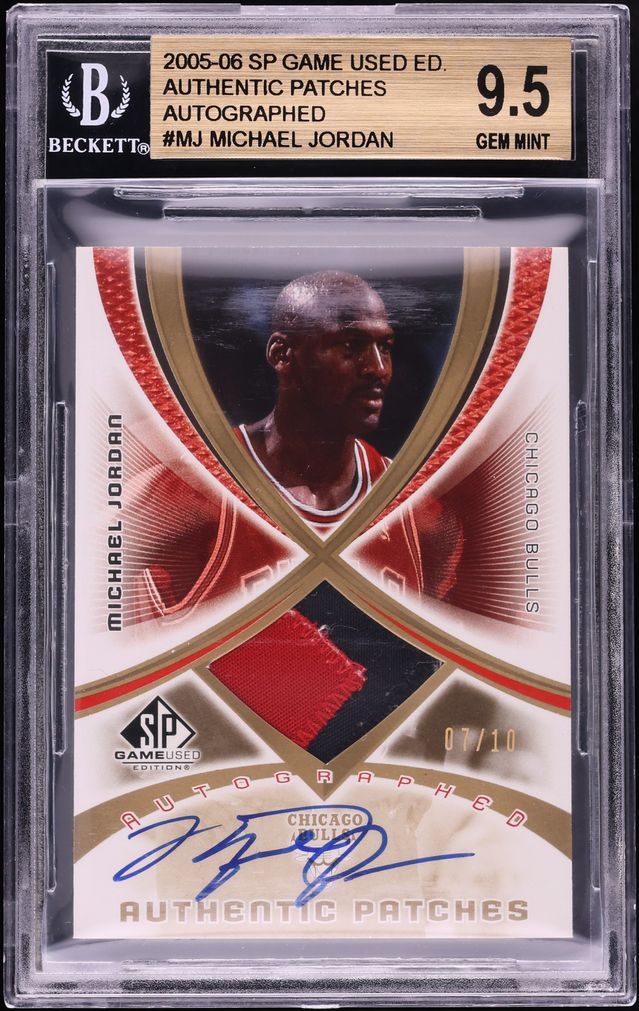 2005 SP Game Used Authentic Fabrics Michael Jordan PATCH AUTO /10 #AAP-MJ BGS 9.5 GEM MINT