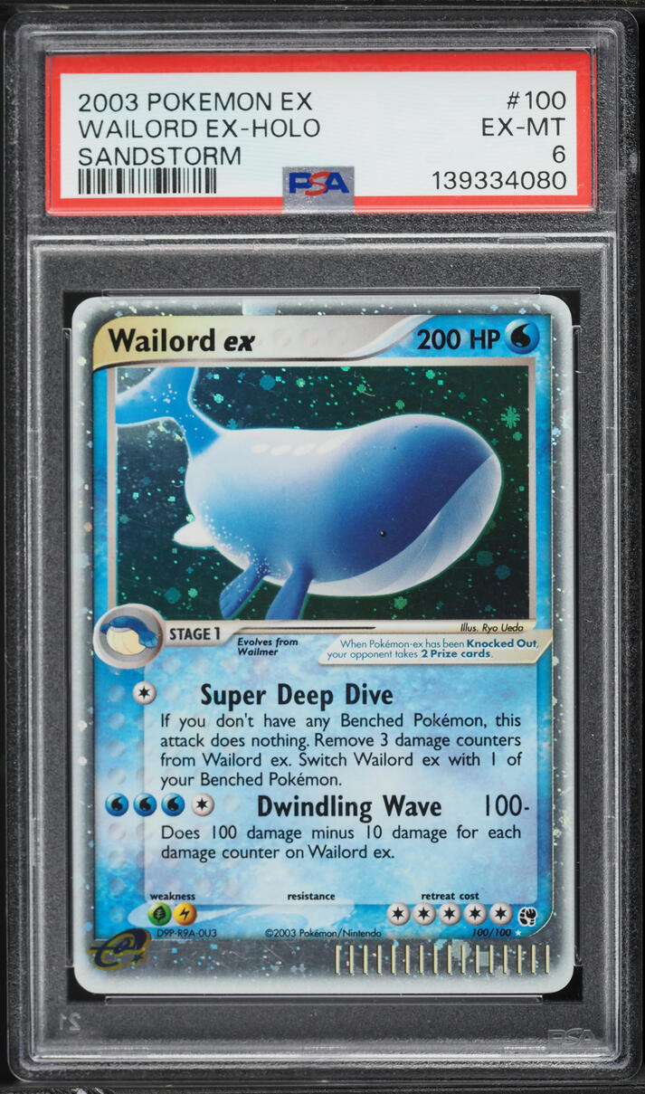 2003 Pokemon EX Sandstorm Holo Wailord ex #100 PSA 6 EXMT