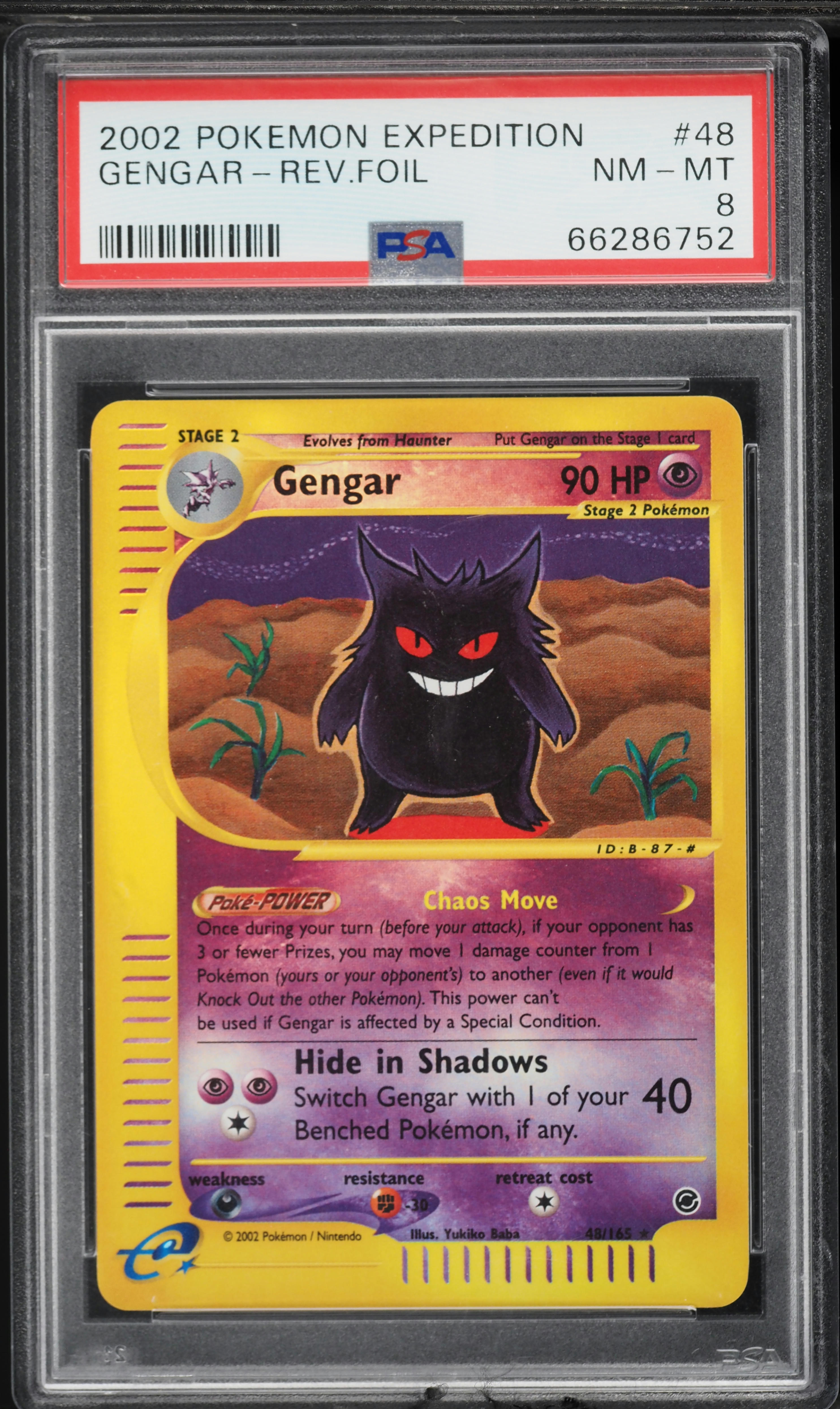 2002 Pokemon Expedition Reverse Holo Gengar #48 PSA 8 NM-MT