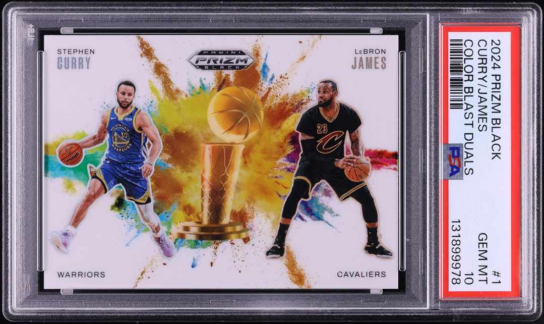 2024 Panini Prizm Black Color Blast Duals Steph Curry & LeBron James #1 PSA 10 GEM MINT
