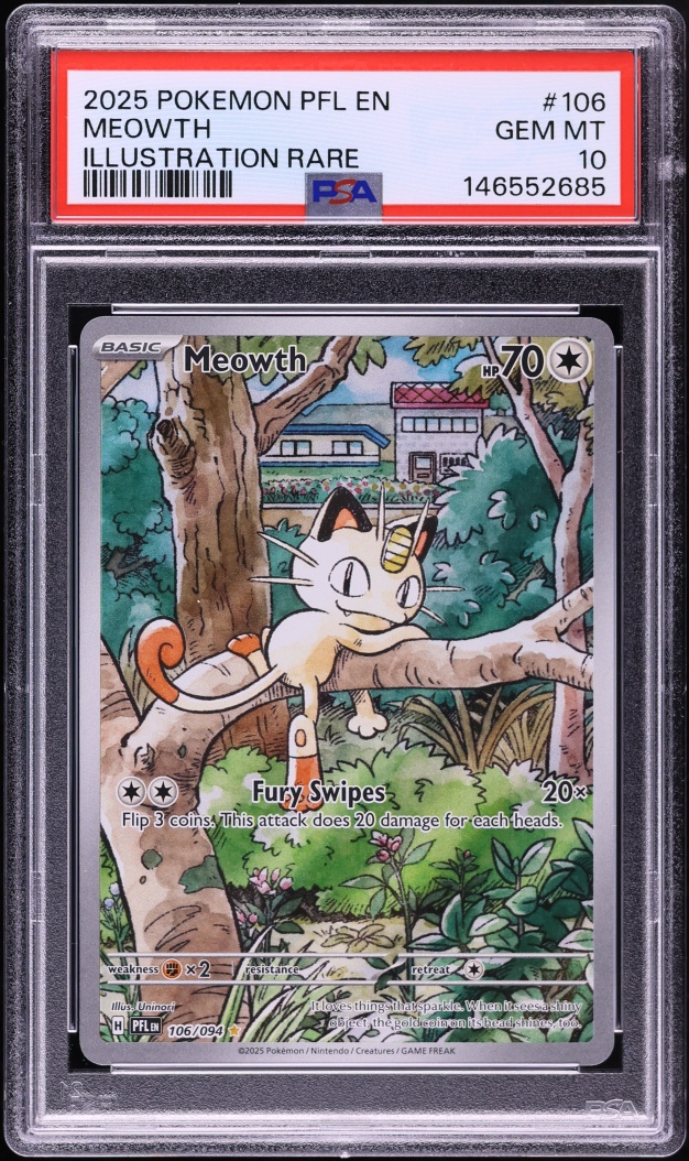 2025 Pokemon Mega Evolution Phantasmal Flames IR Meowth #106 PSA 10 GEM MINT