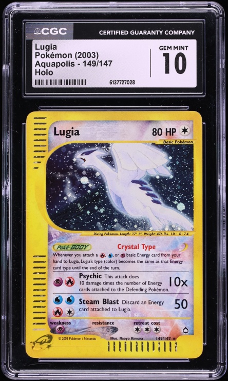 2003 Pokemon Aquapolis Holo Crystal Lugia #149 CGC 10 GEM MINT
