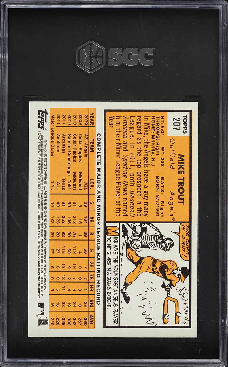 2012 Topps Heritage Mike Trout ROOKIE #207 SGC 9 MINT