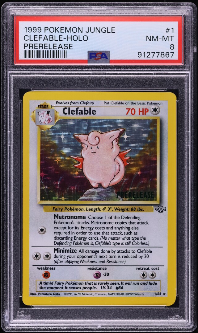 1999 Pokemon Jungle Prerelease Holo Clefable #1 PSA 8 NM-MT