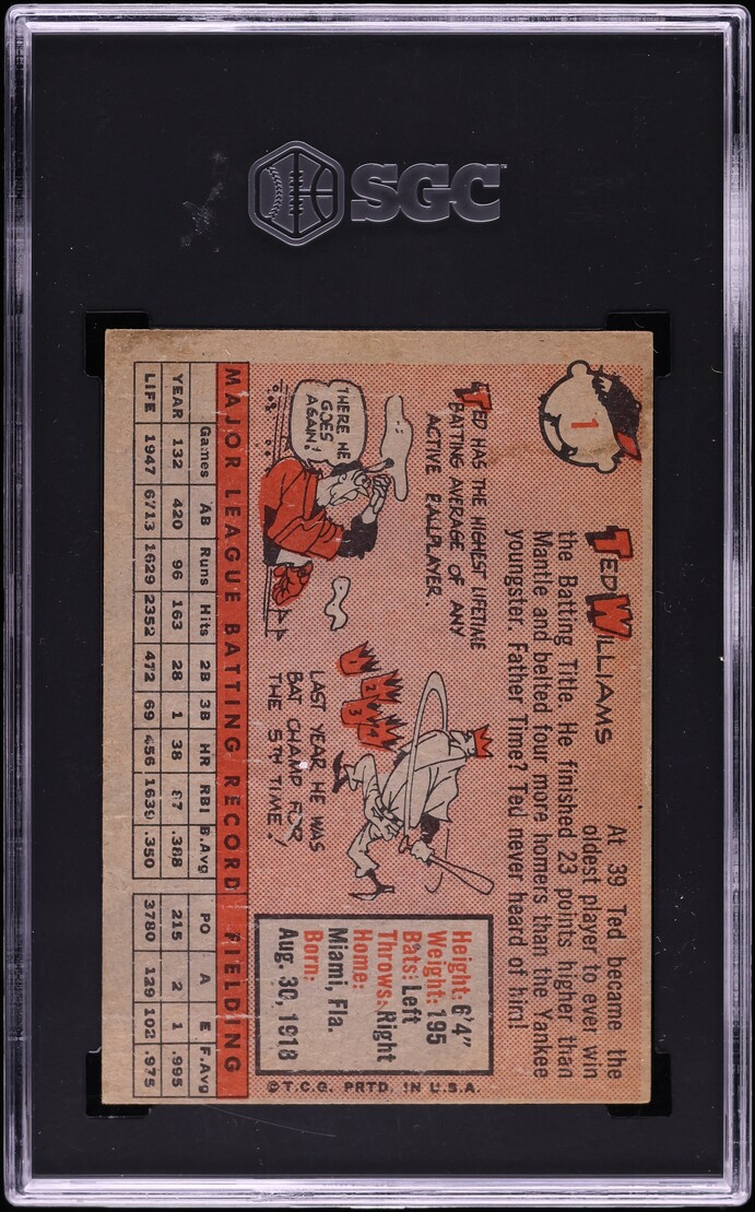 1958 Topps Ted Williams #1 SGC 4 VGEX