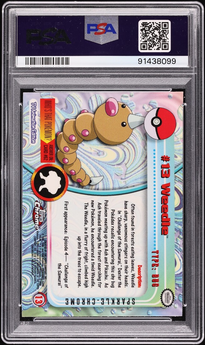 2000 Topps Chrome Pokemon Series 1 Sparkle Weedle #13 PSA 10 GEM MINT