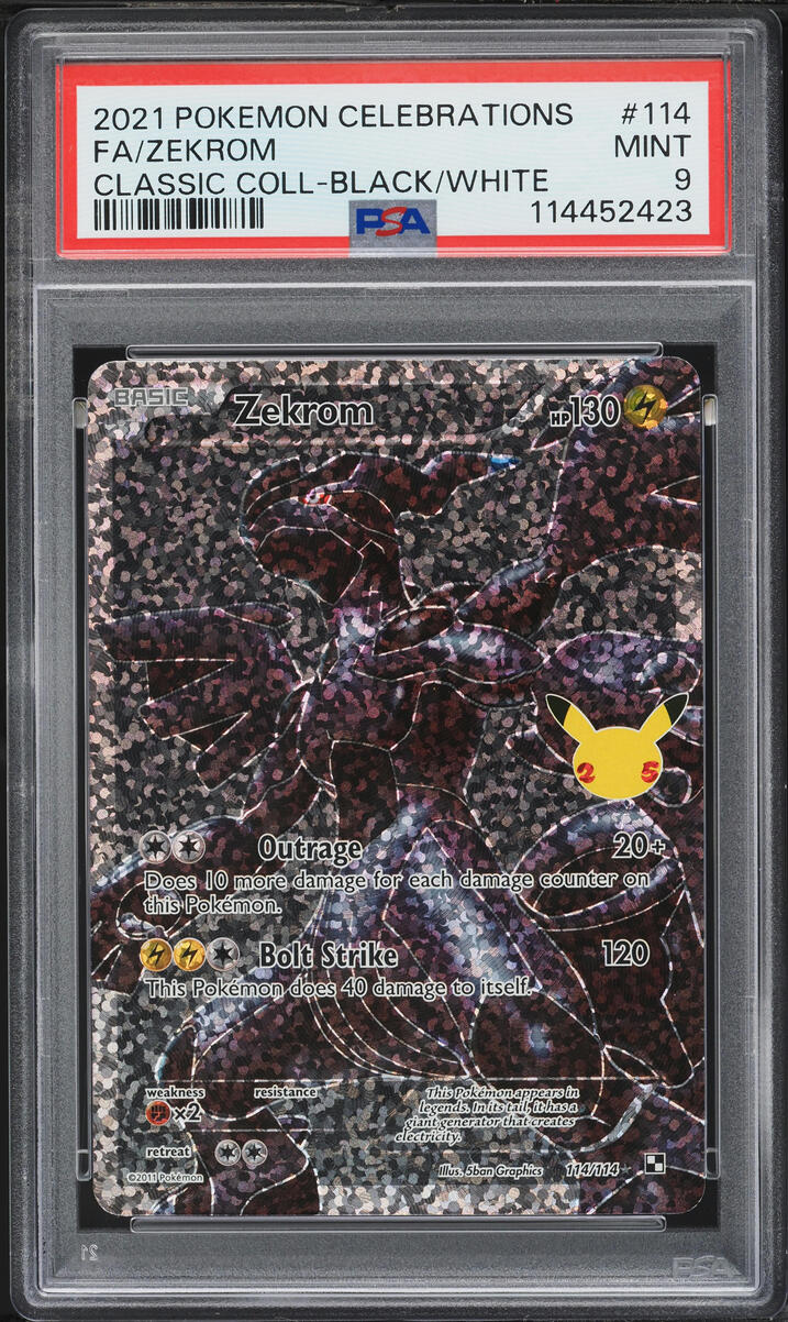 2021 Pokemon Sword & Shield Celebrations Classic Collection Full Art Zekrom #114 PSA 9 MINT