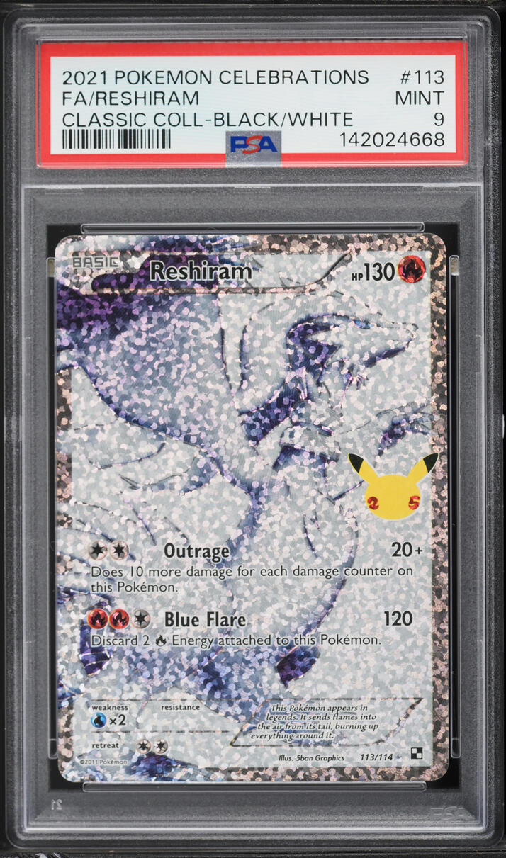 2021 Pokemon Sword & Shield Celebrations Full Art Reshiram #113 PSA 9 MINT