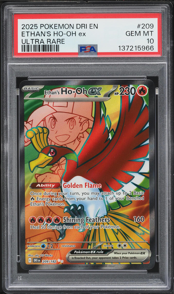 2025 Pokemon Scarlet & Violet Destined Rivals Full Art Ethan's Ho-Oh EX #209 PSA 10 GEM MINT