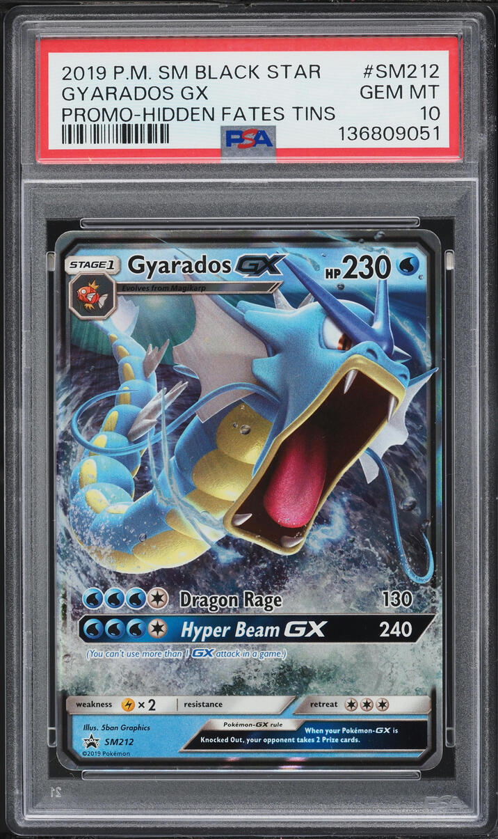 2019 Pokemon Sun & Moon Promo Hidden Fates Full Art Gyarados GX #SM212 PSA 10 GEM MINT
