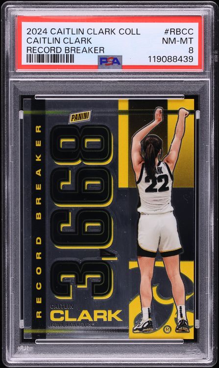 2024 Panini Collection Record Breaker Caitlin Clark ROOKIE #RB-CC PSA 8 NM-MT