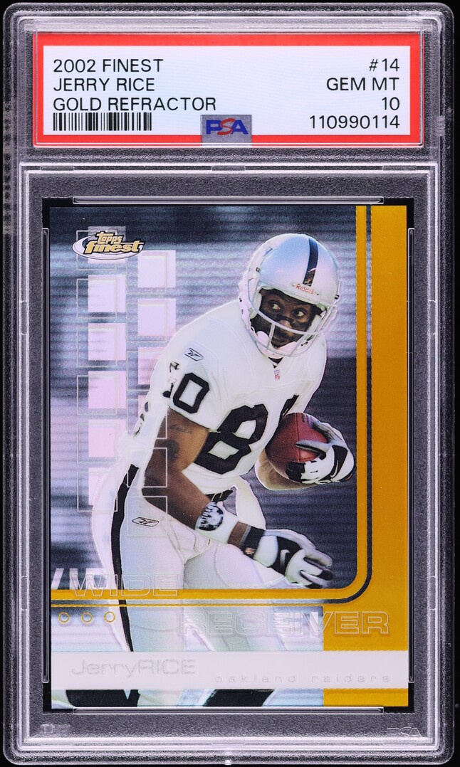 2002 Finest Gold Refractor Jerry Rice /25 #14 PSA 10 GEM MINT - Photo 1