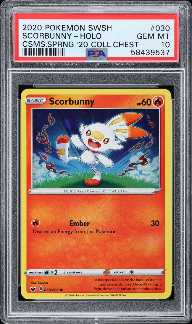 2020 Pokemon Sword & Shield Spring '20 Collection Chest Holo Scorbunny PSA 10 GEM MINT