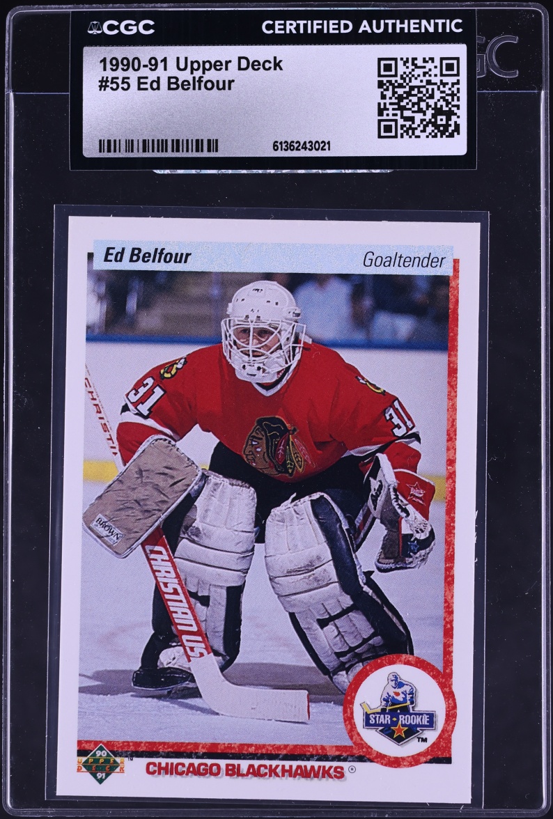 1990 Upper Deck Hockey Ed Belfour ROOKIE #55 CGC AUTH