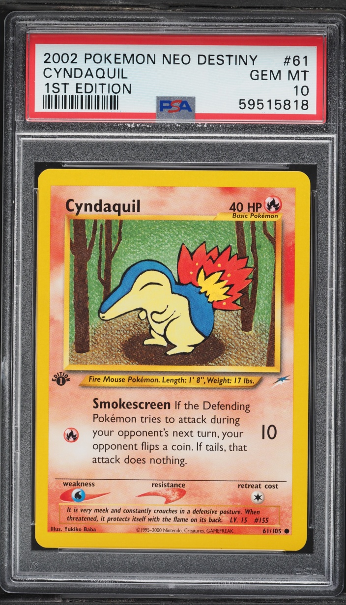 2002 Pokemon Neo Destiny 1st Edition Cyndaquil #61 PSA 10 GEM MINT