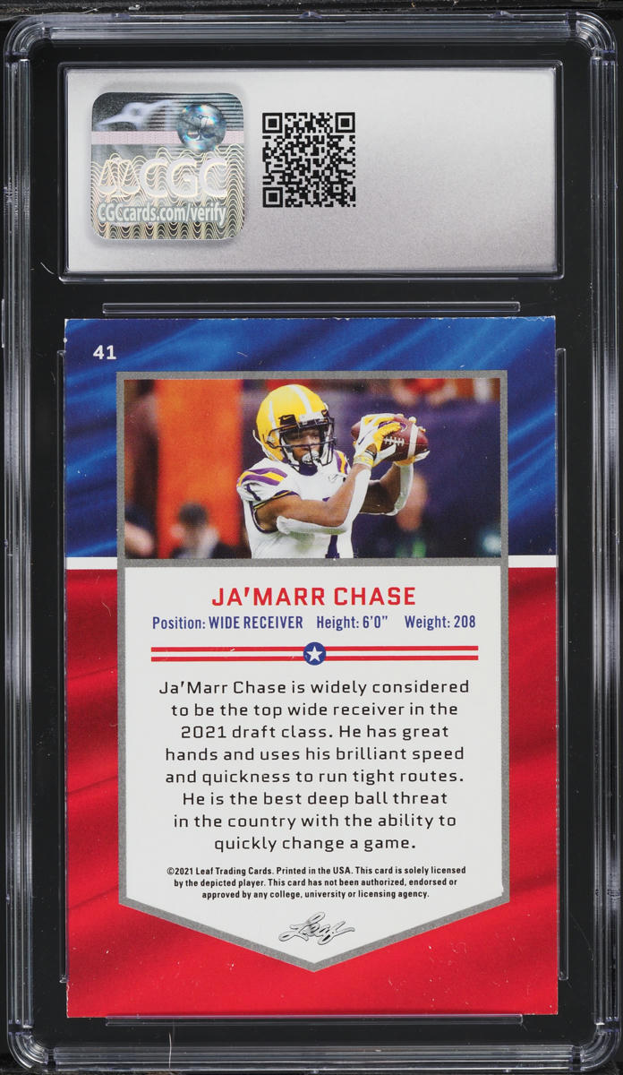 2021 Leaf Draft All-American Ja'Marr Chase ROOKIE #41 CGC 7.5 NRMT+