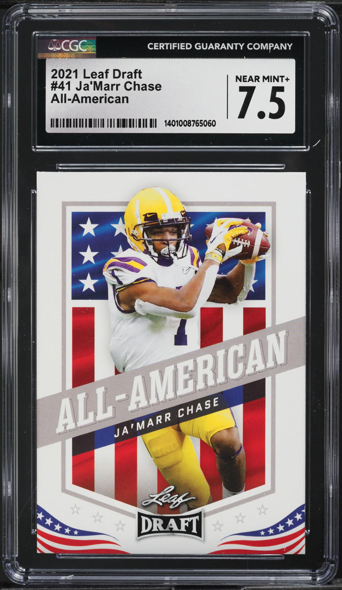 2021 Leaf Draft All-American Ja'Marr Chase ROOKIE #41 CGC 7.5 NRMT+