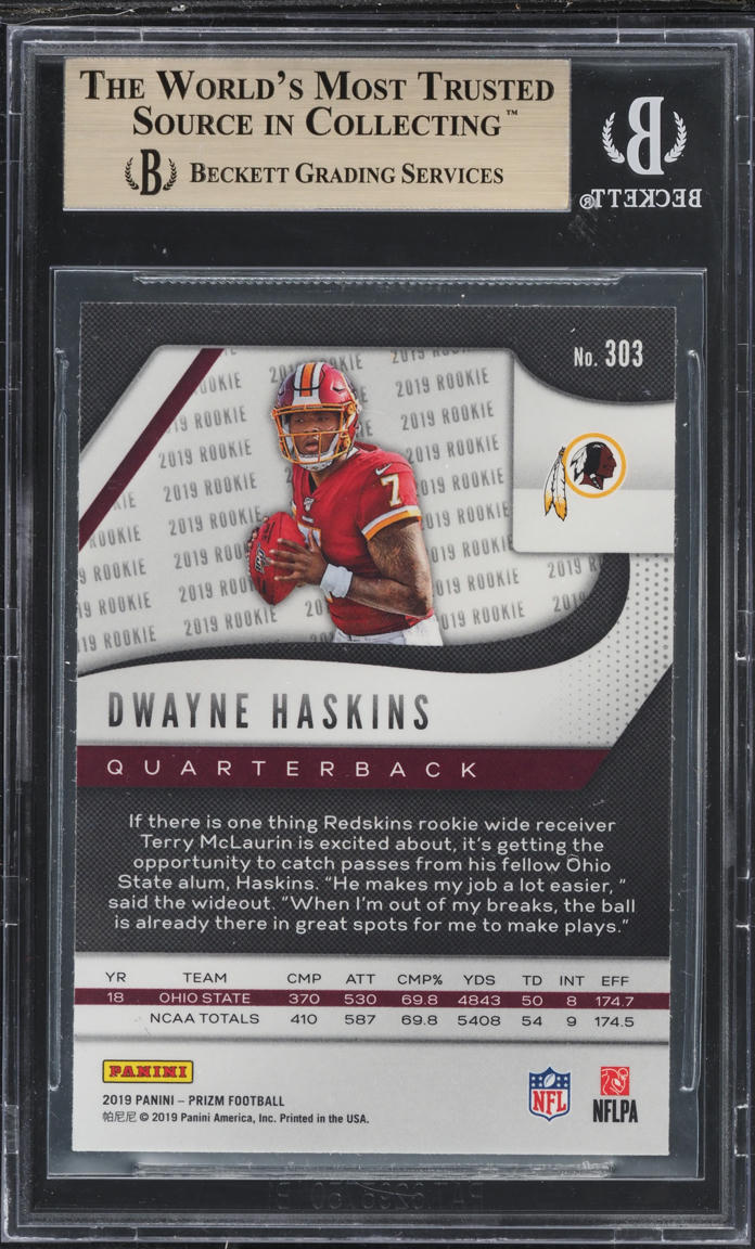 2019 Panini Prizm Dwayne Haskins ROOKIE #303 BGS 9.5 GEM MINT