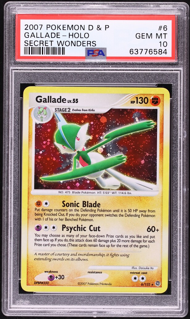 2007 Pokemon Diamond & Pearl Secret Wonders Holo Gallade #6 PSA 10 GEM MINT