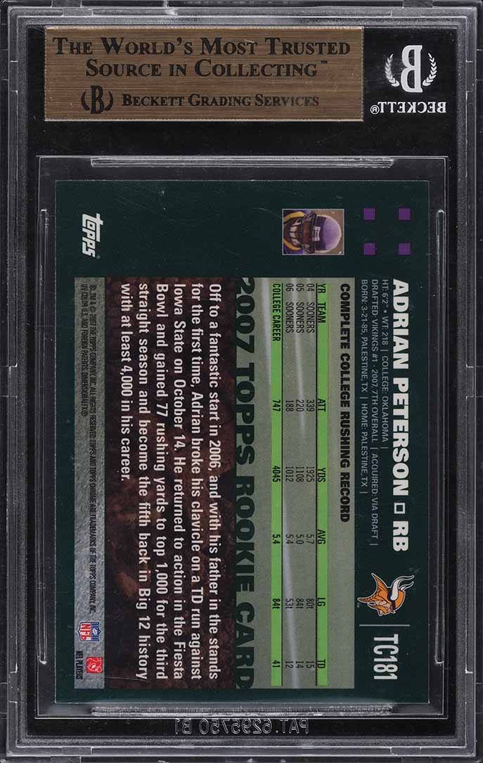 2007 Topps Chrome Adrian Peterson ROOKIE #TC161 BGS 9.5 GEM MINT