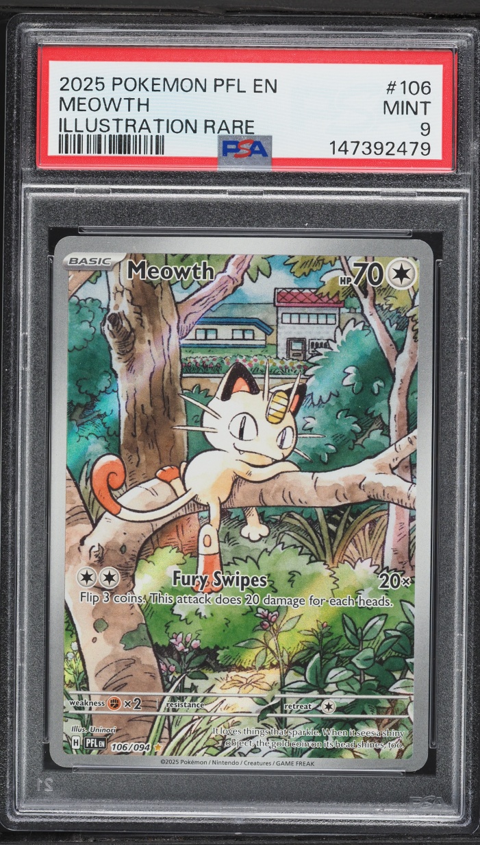 2025 Pokemon Mega Evolution Phantasmal Flames IR Meowth #106 PSA 9 MINT